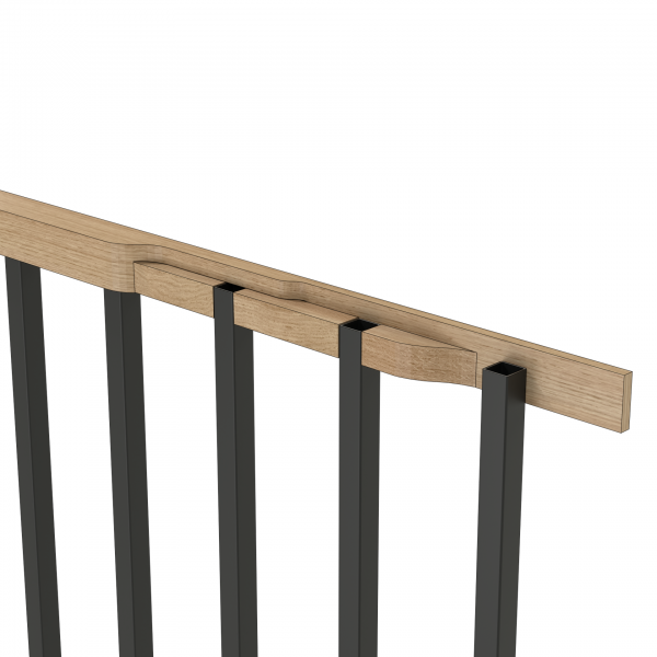 Handlauf 45x45 mm mit Holzeinsatz Eiche - System x25